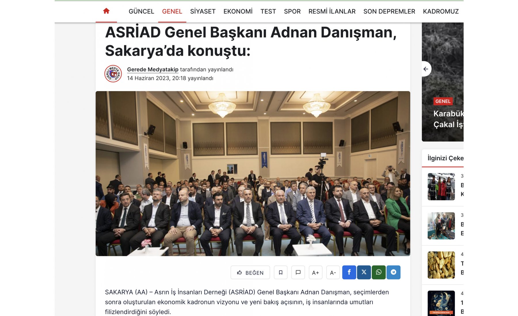 ASRİAD Genel Başkanı Adnan Danışman, Sakarya’da iş dünyasına seslenerek üretim, dijital dönüşüm ve iş birliklerinin önemini vurgulayan kapsamlı açıklamalar
