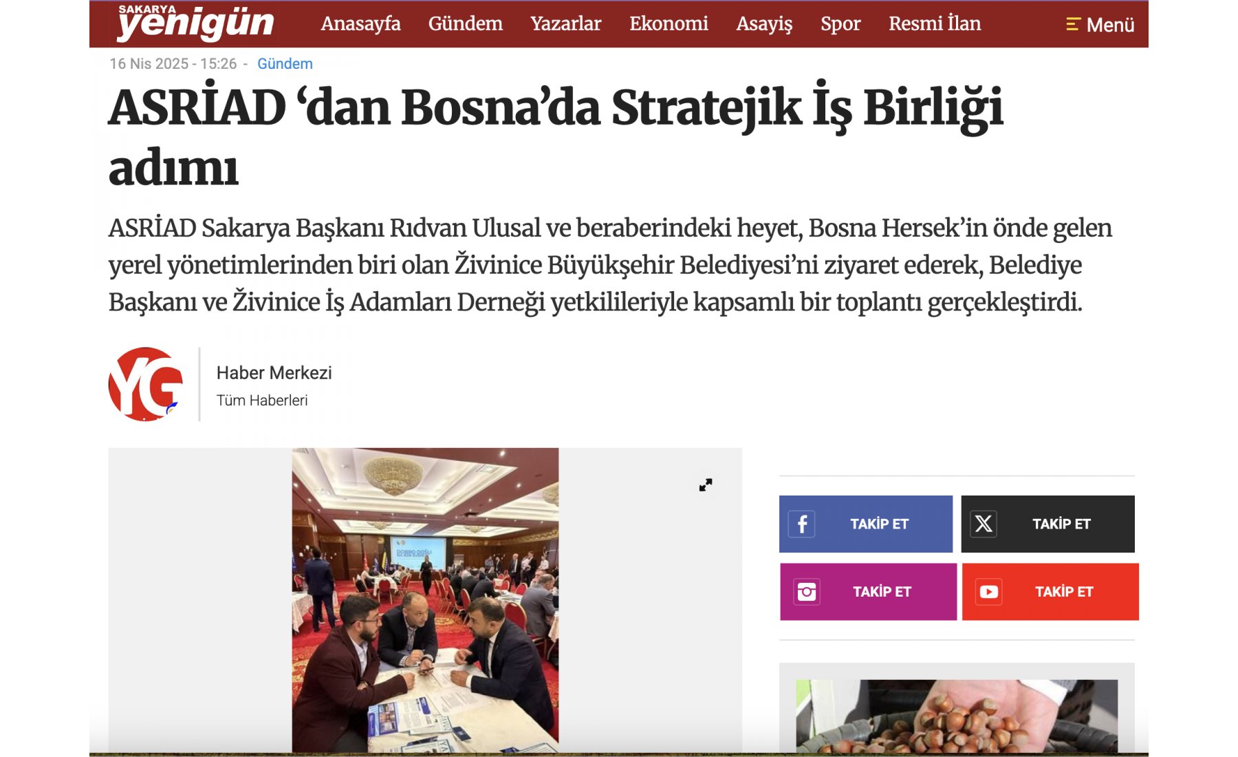ASRİAD, Bosna Hersek’te gerçekleştirdiği temaslarla ticaret ve yatırım alanlarında stratejik iş birliği adımı attı.